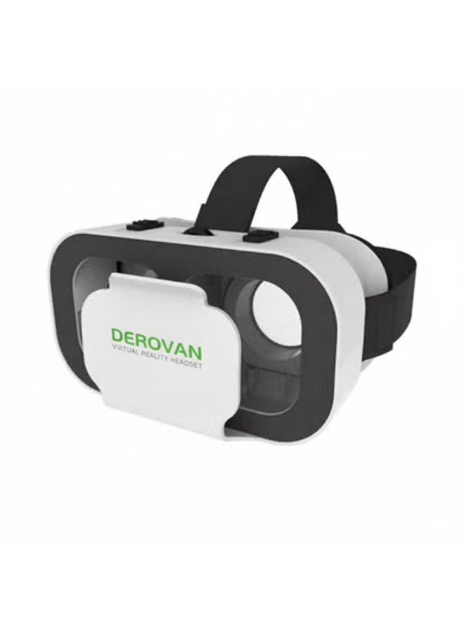 DEROVAN ZAMZIN VR Virtual Reality Headset with Remote Controller - 3D VR Glasses for Movies & Games, Compatible with Smartphones (White/Black) - Image 1