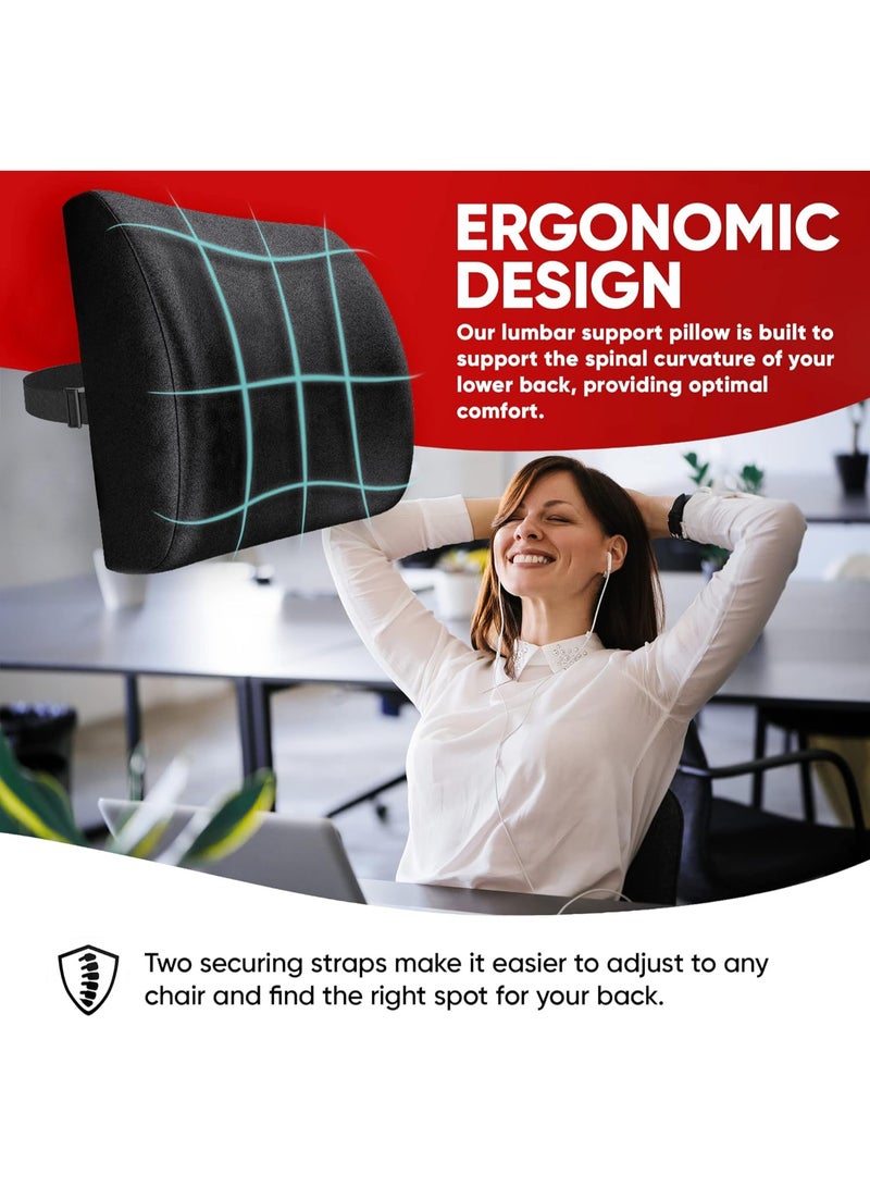 WALALLA Portable Ergonomic Memory Foam Seat Cushion and Lumbar Support Pillow Set for Car Office Computer Chair Wheelchair - Image 3