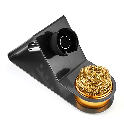 Noah Premium Soldering Iron Holder with Brass Coil Tip Cleaner, Soft Coiled Brass Tip Cleaner Kit, No Water Needed, Black - Image 1