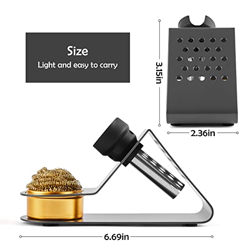 Noah Premium Soldering Iron Holder with Brass Coil Tip Cleaner, Soft Coiled Brass Tip Cleaner Kit, No Water Needed, Black - Image 2