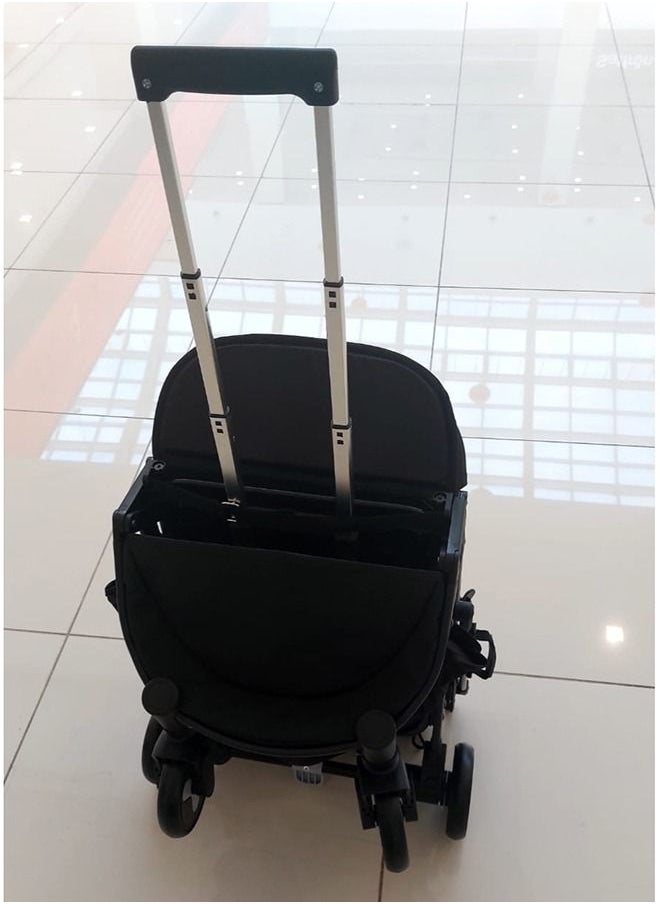 Generic Foldable Stroller Lightweight Pram Travel Baby Stroller Extra Wide Seat Single Hand Wheels/Air Travel Cabin Cover Carry Bag Newborn Baby Kids (0-3 Years Full Black  - Image 3