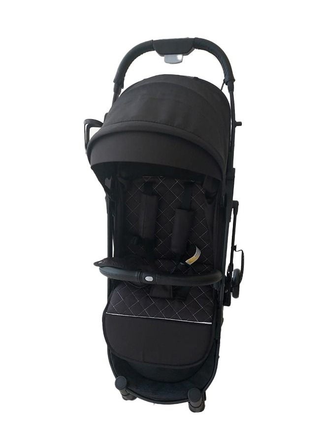 Generic Foldable Stroller Lightweight Pram Travel Baby Stroller Extra Wide Seat Single Hand Wheels/Air Travel Cabin Cover Carry Bag Newborn Baby Kids (0-3 Years Full Black  - Image 1