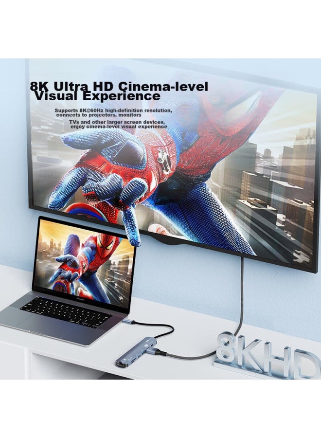 ULT-unite Ult-unittype-c To Dp1.4 Expansion Dock, Seven-in 8k 60hz Adapter, Pd Power Multi-port Hub, Suitable For Macbook, Laptops, Ipad Pro Tablets - Image 2