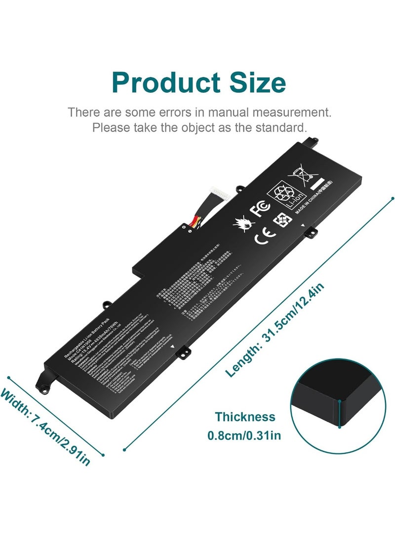 Terabyte بطارية لابتوب C41N1908 بجهد 15.4 فولت وسعة 76 واط ساعة لأجهزة ASUS Rog Zephyrus G14 GA401II PX401IV-BM166R PX401IV GA401IH GA401IHR GA401QC GA401IVC GA401QH GA401QM GA444 01Q1QE, C41N1908 C41PQ05 4ICP4/59/134 - Image 2