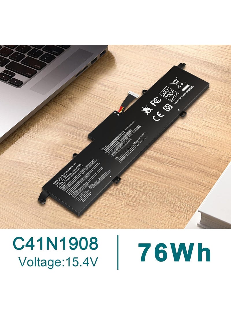 Terabyte بطارية لابتوب C41N1908 بجهد 15.4 فولت وسعة 76 واط ساعة لأجهزة ASUS Rog Zephyrus G14 GA401II PX401IV-BM166R PX401IV GA401IH GA401IHR GA401QC GA401IVC GA401QH GA401QM GA444 01Q1QE, C41N1908 C41PQ05 4ICP4/59/134 - Image 4