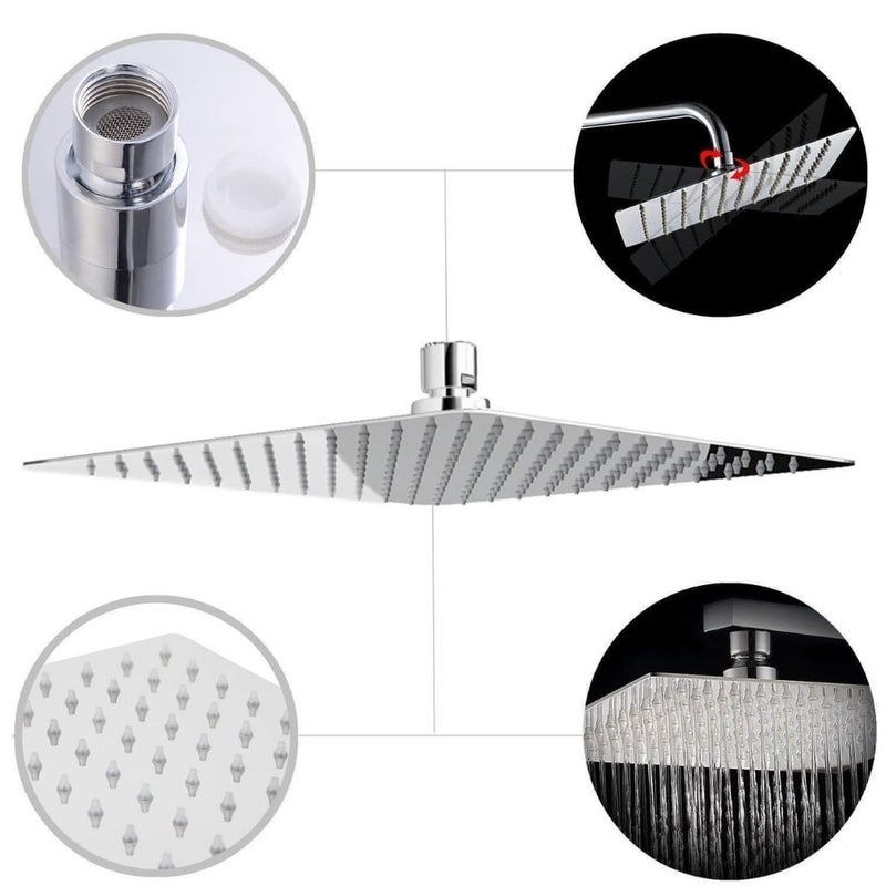 ESSE18 ESSE 18 Ultra Slim Shower for Bathroom Rain Shower Square Overhead Shower Stainless Steel Shower Head without Arm 4 X 4 Inches Bathroom Shower  - Image 3