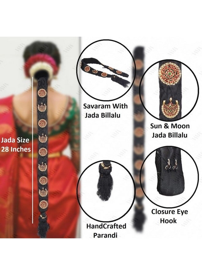 VAMA FASHIONS Traditional Pula Poola Jada Billalu Hair Choti Ornaments Beera Bharatanatyam Kuchipudi Classical Dance Jewellery for Women & Girls (Jada for Bharatanatyam) - Image 3