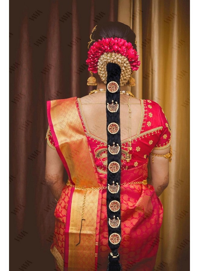 VAMA FASHIONS Traditional Pula Poola Jada Billalu Hair Choti Ornaments Beera Bharatanatyam Kuchipudi Classical Dance Jewellery for Women & Girls (Jada for Bharatanatyam) - Image 2