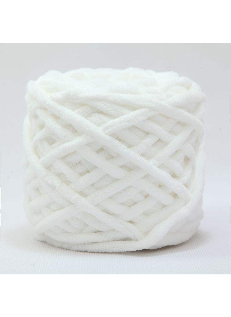 Generic - Ice Cream Striped Soft Thick Yarn Handmade Diy Knitted Scarf Yarn Ball Crochet Hook Slipper Self-knitted Ball 43 Pure White - Image 1