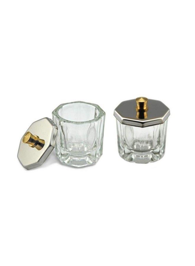 ConStore 2Pcs Glass Crystal Dappen Dish With Lid Mini Bowl Cups Nail Art Tools Clear Nail Art Equipment For Mixing Liquid Powder - Image 1