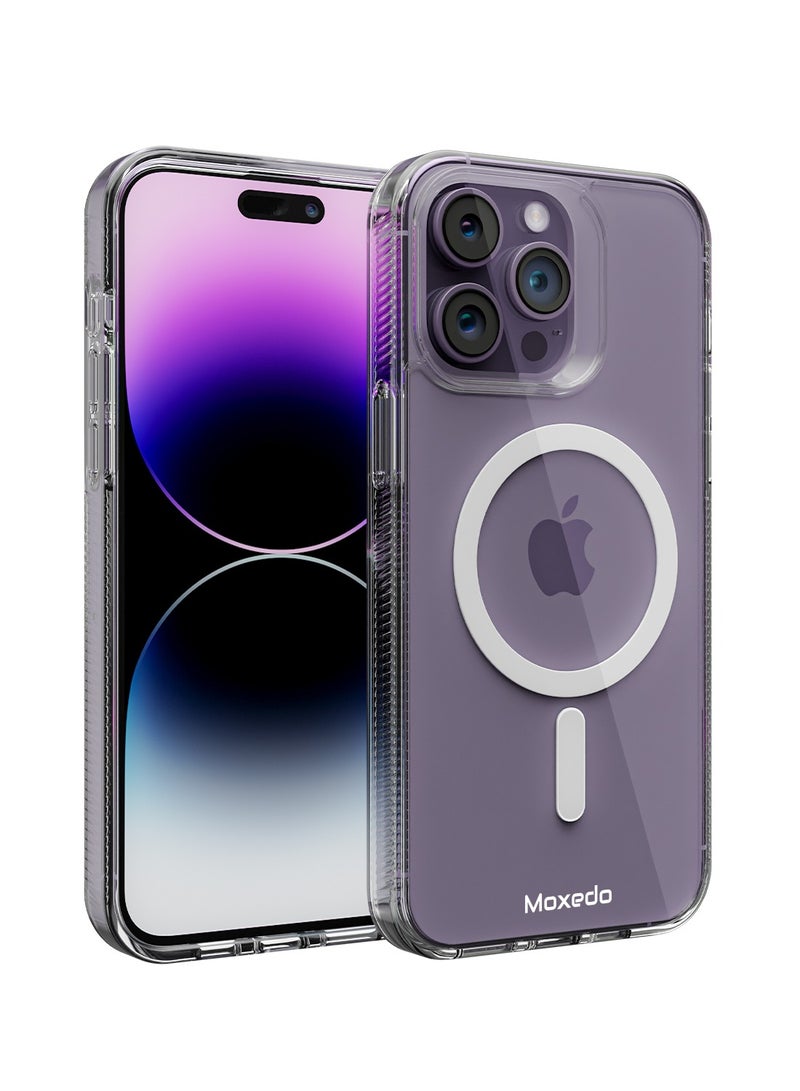 Moxedo Magnetic Protective Case 360 Protection Clear Case Hard PC with Built-in Strong Magnets Compatible with Magnetic Safe Designed for iPhone 14 Pro Max 6.7 inch (White) - Image 1