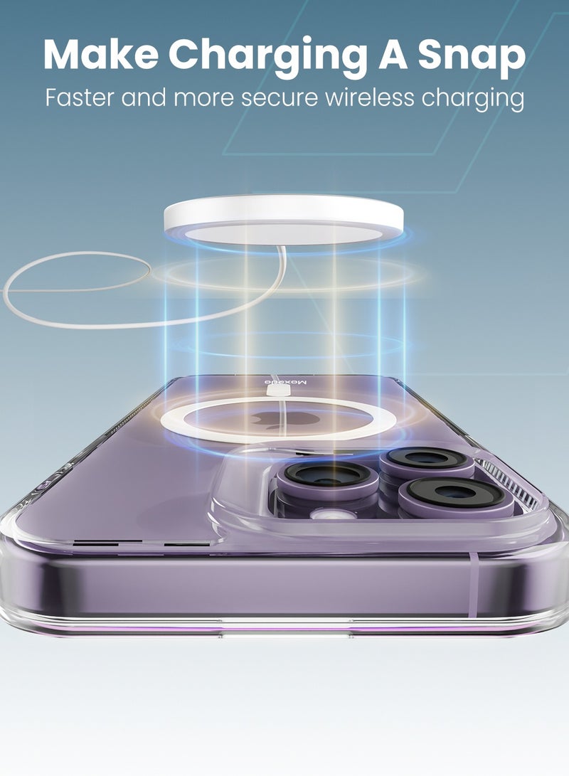 Moxedo Magnetic Protective Case 360 Protection Clear Case Hard PC with Built-in Strong Magnets Compatible with Magnetic Safe Designed for iPhone 14 Pro Max 6.7 inch (White) - Image 2