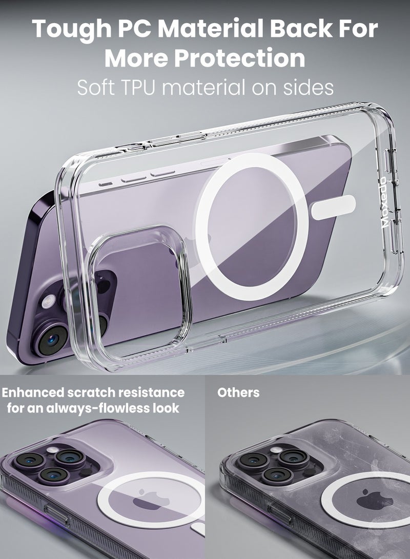 Moxedo Magnetic Protective Case 360 Protection Clear Case Hard PC with Built-in Strong Magnets Compatible with Magnetic Safe Designed for iPhone 14 Pro Max 6.7 inch (White) - Image 3