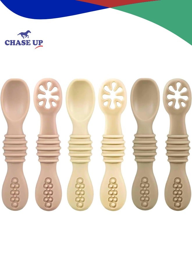 Chase Up 6 Pcs Silicone Baby Spoons - Standalone Feeding Utensils 6+ Months, BPA Free - Ideal for Weaning and Baby-Led Weaning - Image 1