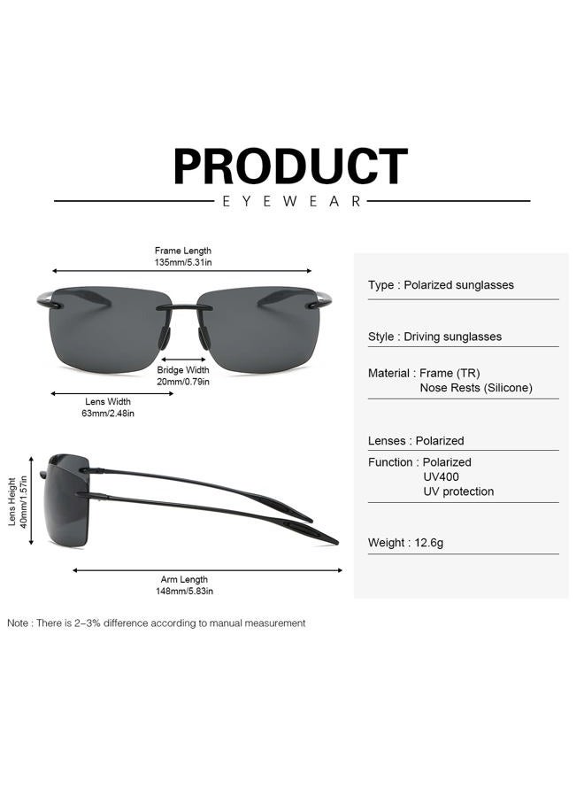YIMI Mens Sunglasses Polarized Frameless z87 Safety Sun Glasses For Women UV400 Lightweight Anti-Glare Mirror Sunglasses - Image 2