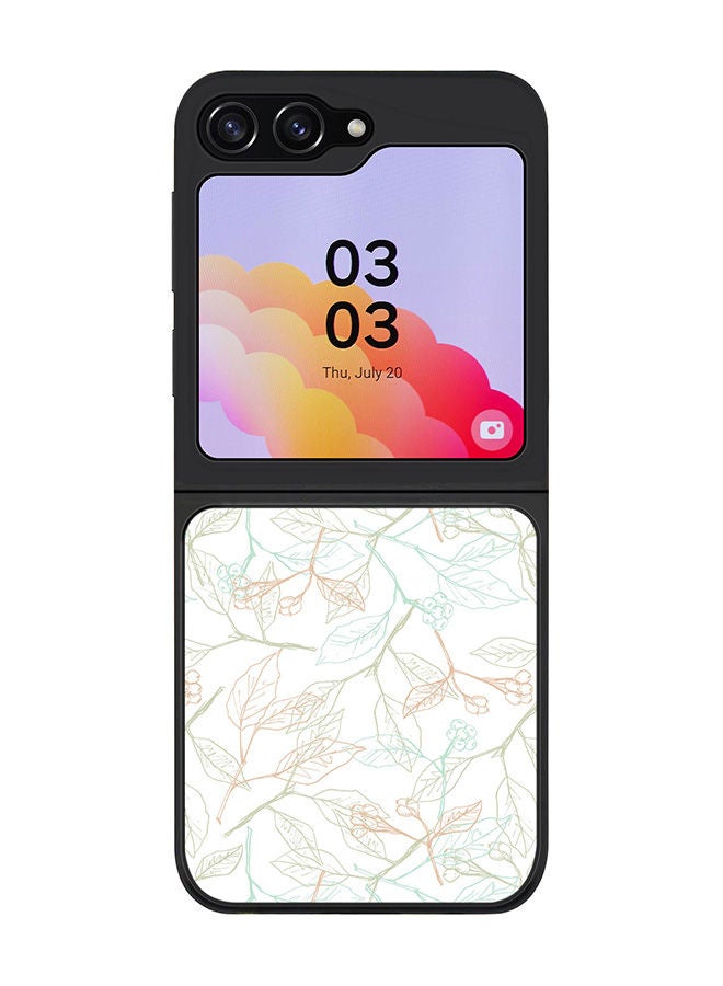 Stylizedd حافظة حواف سوداء متينة لهاتف سامسونج جالكسي Z Flip5، حافظة مرنة رقيقة من TPU مع حواف مطاطية مضادة للصدمات - أغصان رقيقة - Image 1