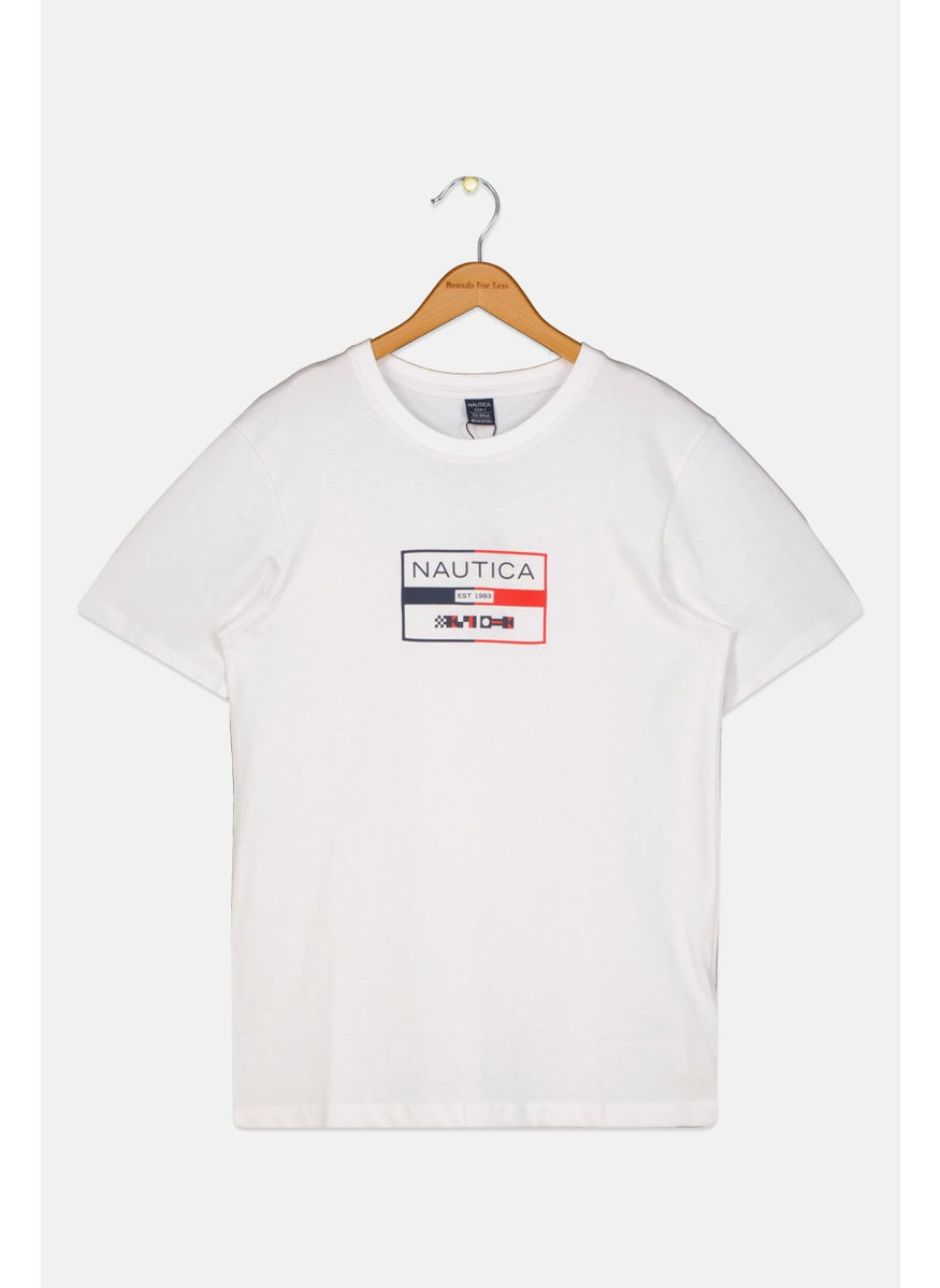 NAUTICA - Kids Boy Short Sleeve Brand Logo T Shirt, White - Image 1
