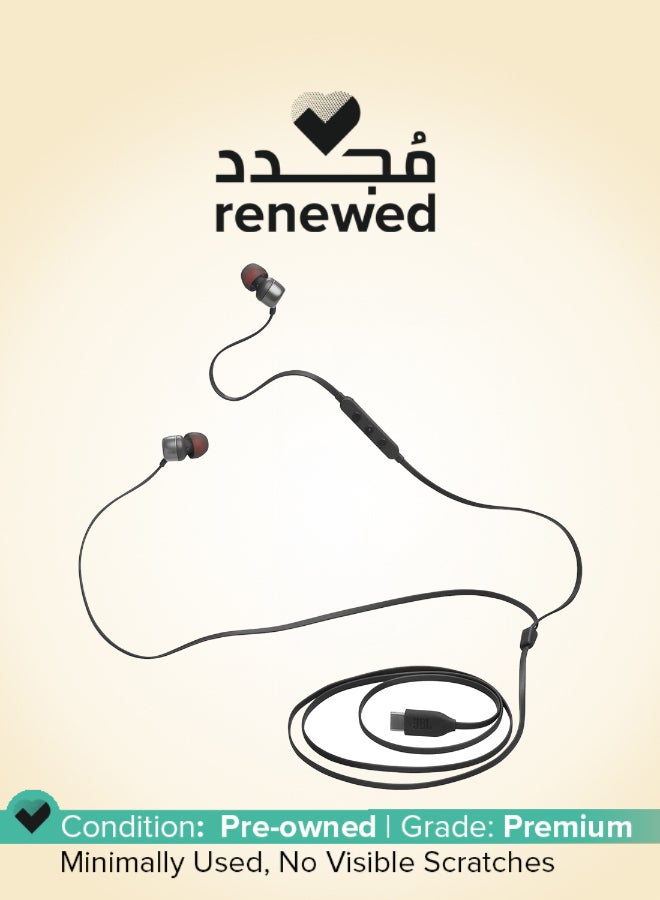 JBL Renewed - JBL Tune 310 Wired in Ear Type C Headphones with Hi-Res Audio and EQ Preset Remote black - Image 1