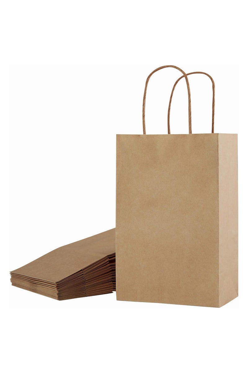 MOMENT 12 PACK Paper Gift Bags with Handles in Bulk, Kraft Paper Bags 22 * 16 * 8cm, Recyclable Shopping Bags for Retail, Grocery, Party Favors, Wedding, Brown - Image 1