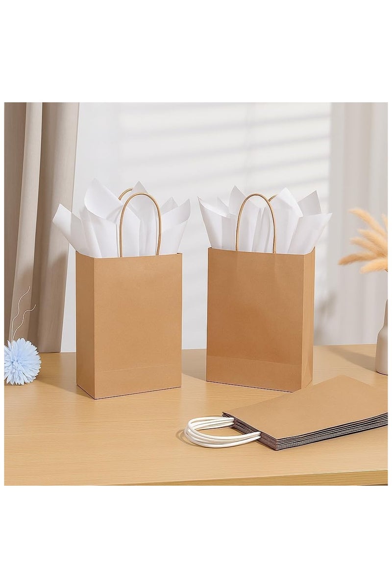 MOMENT 12 PACK Paper Gift Bags with Handles in Bulk, Kraft Paper Bags 22 * 16 * 8cm, Recyclable Shopping Bags for Retail, Grocery, Party Favors, Wedding, Brown - Image 3