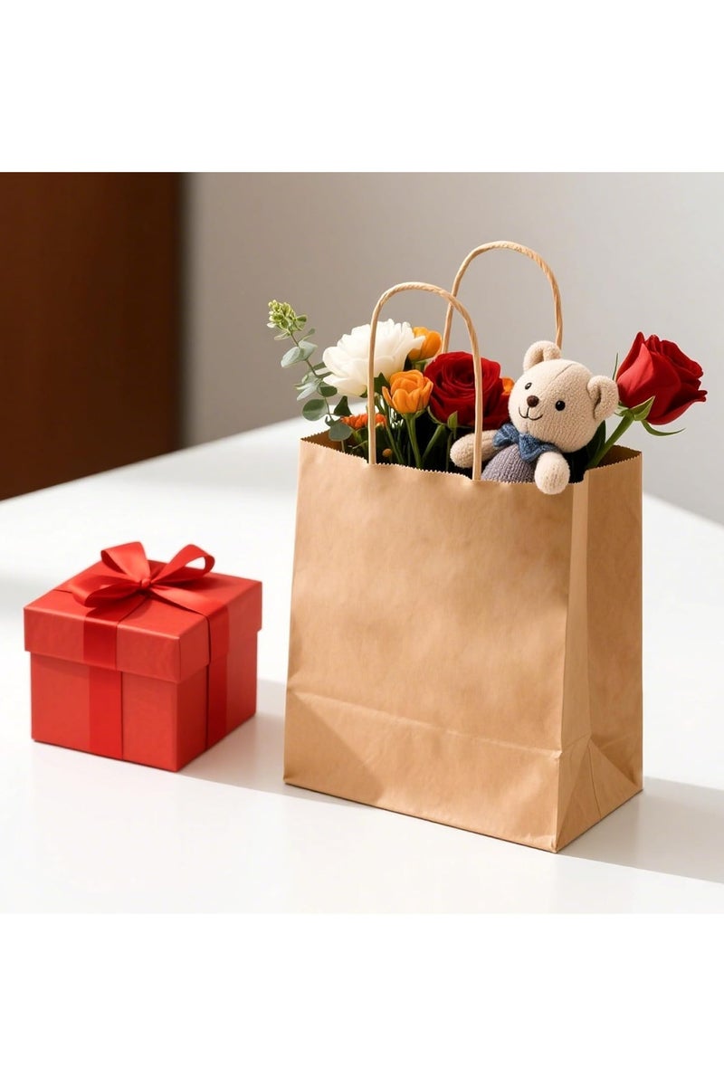 MOMENT 12 PACK Paper Gift Bags with Handles in Bulk, Kraft Paper Bags 22 * 16 * 8cm, Recyclable Shopping Bags for Retail, Grocery, Party Favors, Wedding, Brown - Image 4