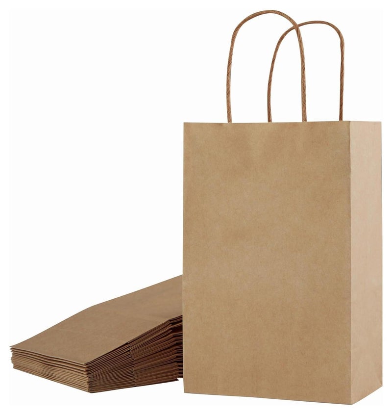 MOMENT 12 PACK Paper Gift Bags with Handles in Bulk, Kraft Paper Bags 22 * 16 * 8cm, Recyclable Shopping Bags for Retail, Grocery, Party Favors, Wedding, Brown - Image 1