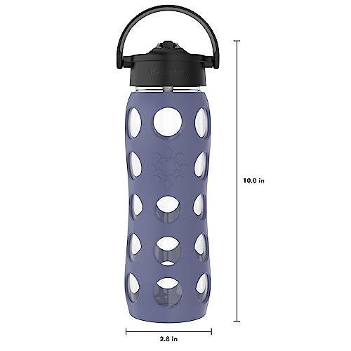 Lifefactory 22-Ounce Glass Water Bottle with Pivot Straw Cap and Protective Silicone Sleeve, Dusty Purple - Image 5
