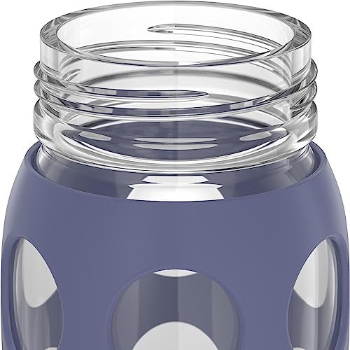 Lifefactory 22-Ounce Glass Water Bottle with Pivot Straw Cap and Protective Silicone Sleeve, Dusty Purple - Image 4