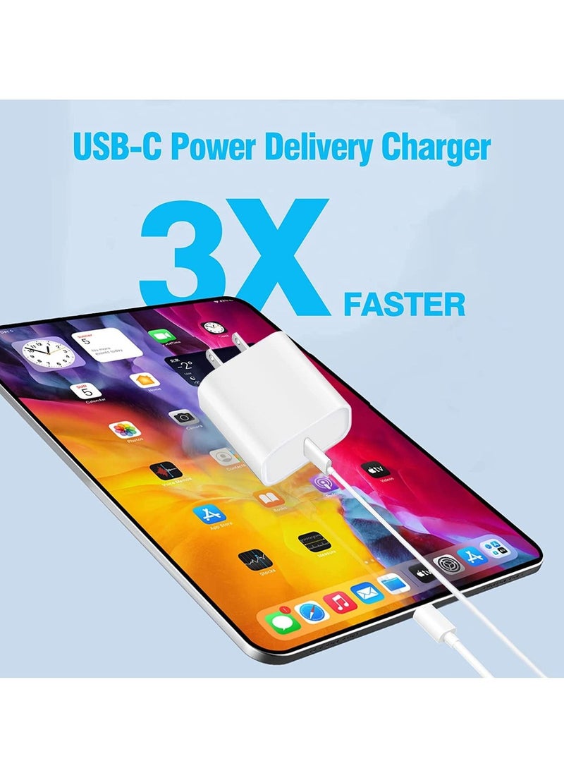 Generic - USB C Apple Fast Charger for iPad Pro 12.9/11 in 2021/2020/2018, iPad Air 4th/5th Generation 10.9",iPad Mini 6th Generation, iPad Charger Fast Charging Wall Charger Block with 6FT USB C to C Cable - Image 1