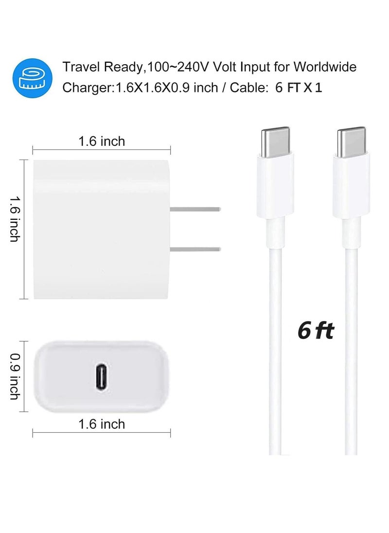 Generic - USB C Apple Fast Charger for iPad Pro 12.9/11 in 2021/2020/2018, iPad Air 4th/5th Generation 10.9",iPad Mini 6th Generation, iPad Charger Fast Charging Wall Charger Block with 6FT USB C to C Cable - Image 1
