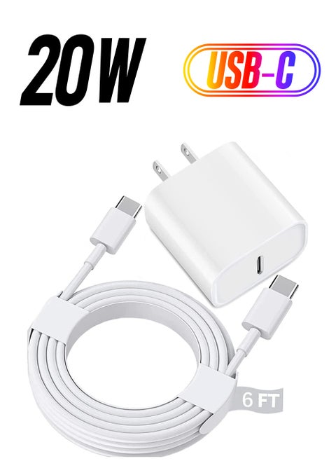 USB C Apple Fast Charger for iPad Pro 12.9/11 in 2021/2020/2018, iPad Air 4th/5th Generation 10.9",iPad Mini 6th Generation, iPad Charger Fast Charging Wall Charger Block with 6FT USB C to C Cable