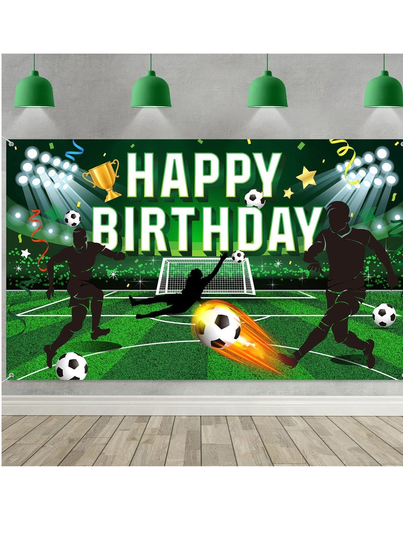 SYOSI Soccer Birthday Party Decoration 5.9 x 3.6 Feet Football Field Backdrop Soccer Birthday Banner Background Sports Theme Photo Booth Props for Girls Boys Kids Soccer Birthday Party Supplies - Image 1