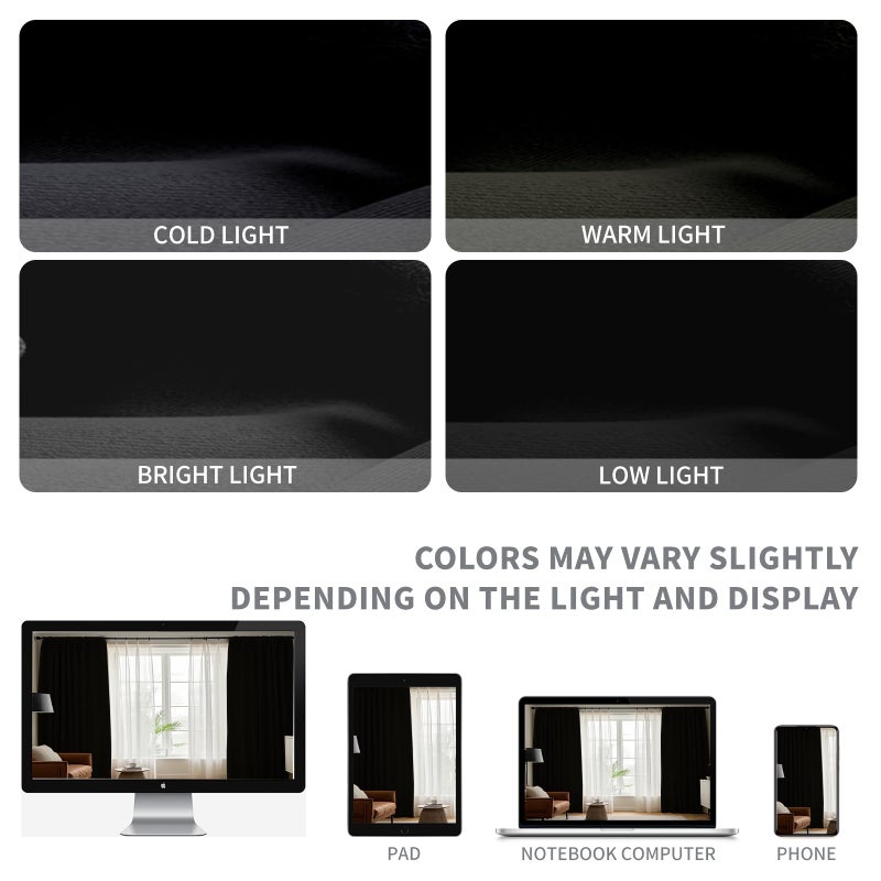 CUCRAF Pure Black Blackout Curtains 84 inch Length 2 Panels Set, Rod Pocket Room Darkening Drapes for Bedroom Living Room, Insulated Thermal Light Blocking Window Curtain (52 x 84 inches) - Image 2