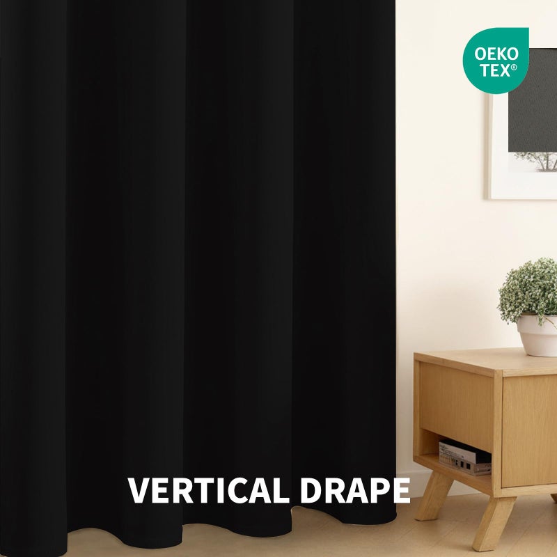 CUCRAF Pure Black Blackout Curtains 84 inch Length 2 Panels Set, Rod Pocket Room Darkening Drapes for Bedroom Living Room, Insulated Thermal Light Blocking Window Curtain (52 x 84 inches) - Image 5