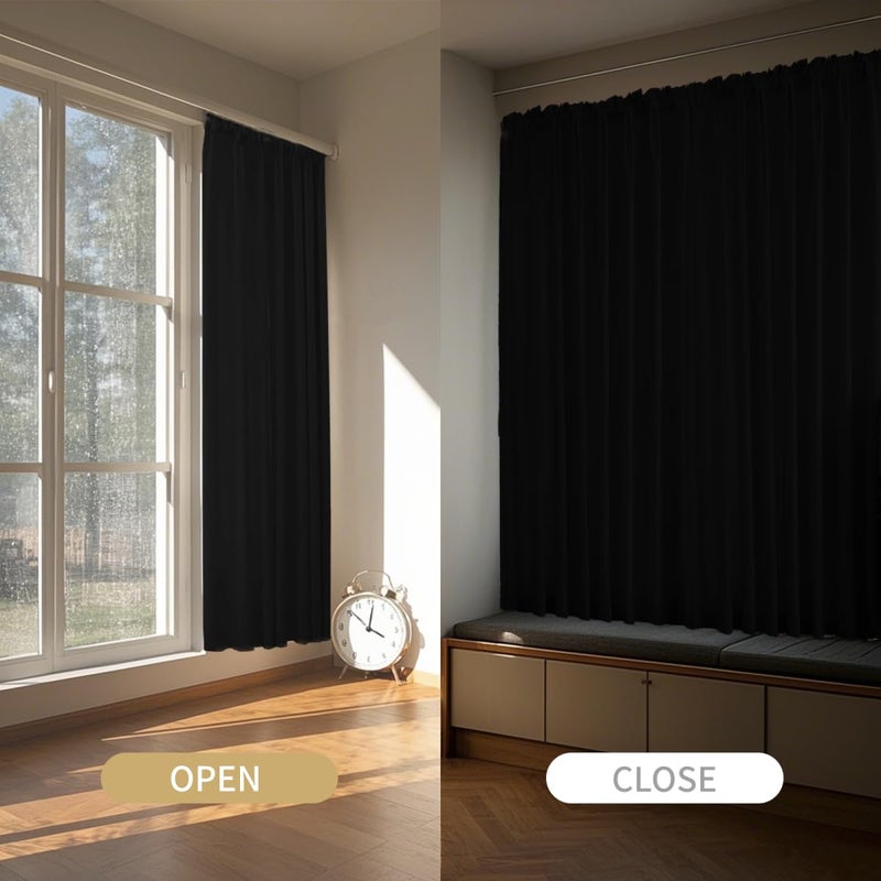 CUCRAF Pure Black Blackout Curtains 84 inch Length 2 Panels Set, Rod Pocket Room Darkening Drapes for Bedroom Living Room, Insulated Thermal Light Blocking Window Curtain (52 x 84 inches) - Image 4
