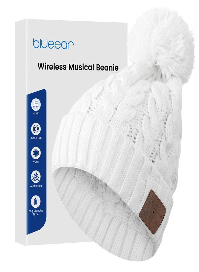 blueear Beanie Hat Bluetooth V5.2 Wireless Knit Winter Cap with Stereo Speaker,Gift for Birthday,Christmas,Thanksgiving Day (White) - Image 1