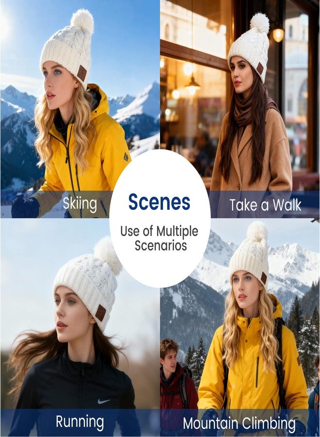 blueear Beanie Hat Bluetooth V5.2 Wireless Knit Winter Cap with Stereo Speaker,Gift for Birthday,Christmas,Thanksgiving Day (White) - Image 2