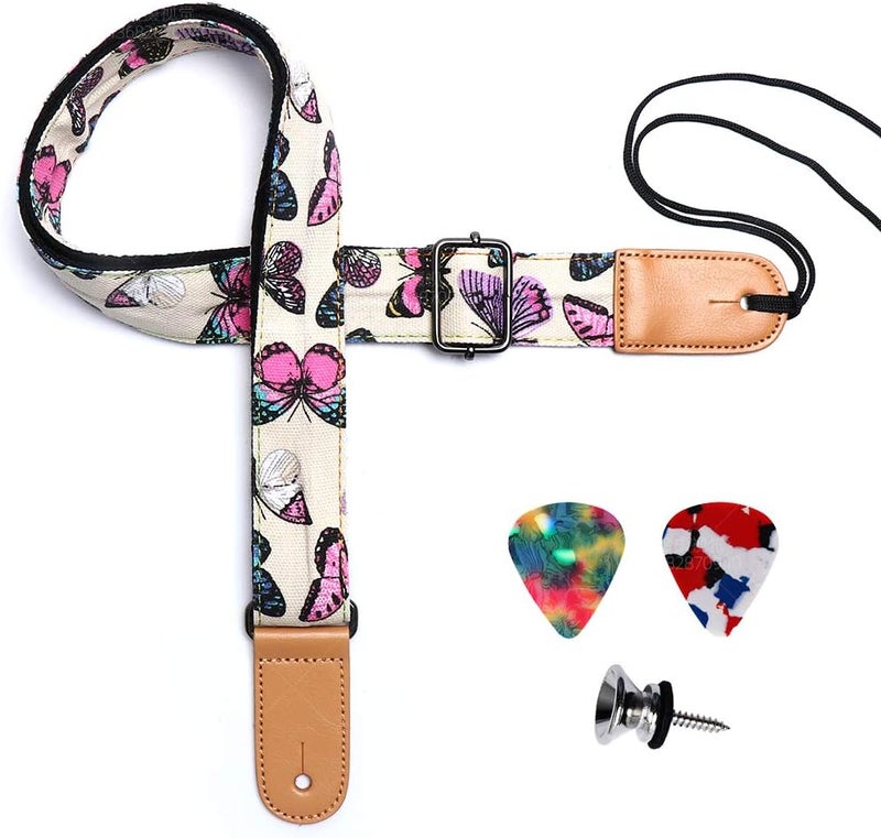 EYESHOT Ukulele Strap, Adjustable Hawaiian Denim Print Ukulele Shoulder Strap, Suitable for Soprano Concert Tenor Baritone String Instruments - Image 1