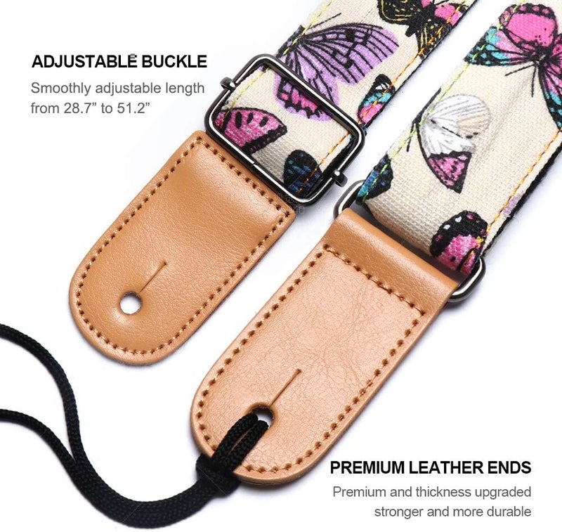 EYESHOT Ukulele Strap, Adjustable Hawaiian Denim Print Ukulele Shoulder Strap, Suitable for Soprano Concert Tenor Baritone String Instruments - Image 4
