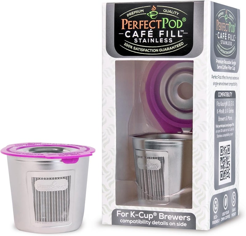 Perfect Pod ECO-Fill Stainless Steel by | Reusable K Cup Coffee Pod Metal Filter, Compatible with Keurig 1.0 2.0 K-Mini K-Slim K-Duo & Other K-Series and Select Models (See Full Compatibility Chart) Multi-use qualified quality - Image 1