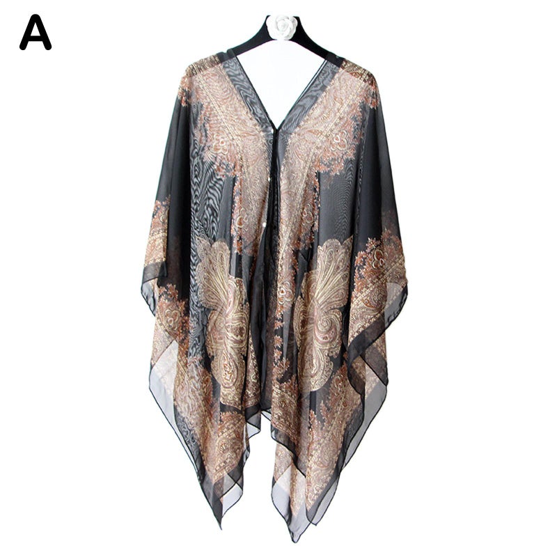 Chiffon Floral Print Beach Scarf 160x95cm Sun Wrap Multi Functional Shawl Cover UP For Women V3G10 - Image 3