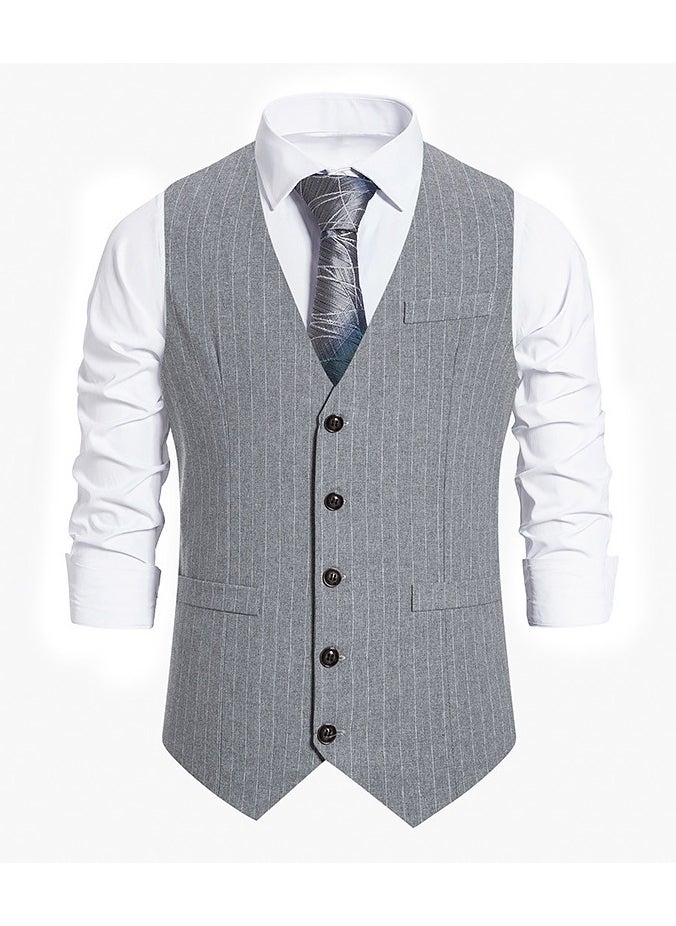 KUYING New men's Retro V-Neck Fake Two Piece Vest  - Image 1