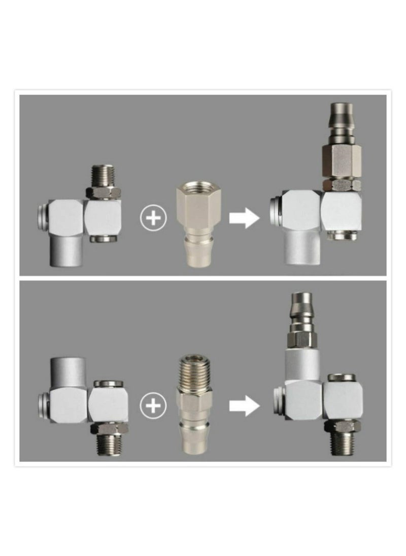 Generic - 4Pcs 360° Swivel Air Tool Hose Connector, 1/4'' Inch Universal Air Adapter Fittings for Air Tools, Swivel Air Hose Connector and Tool Adapter Set - Image 1