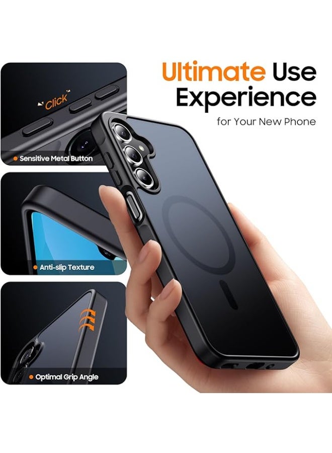 Designed for Magnetic Samsung Galaxy A15 Case,[Compatible with MagSafe] [Military Grade Drop Protection] Slim Translucent Matte Shockproof with Anti-Fingerprint Phone Case (Black) - Image 2