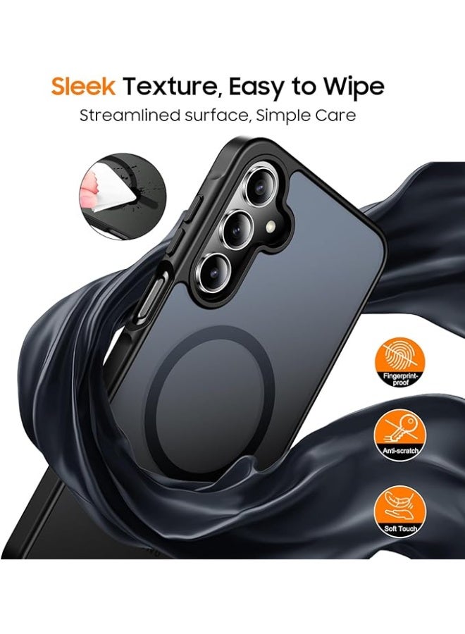 Designed for Magnetic Samsung Galaxy A15 Case,[Compatible with MagSafe] [Military Grade Drop Protection] Slim Translucent Matte Shockproof with Anti-Fingerprint Phone Case (Black) - Image 5