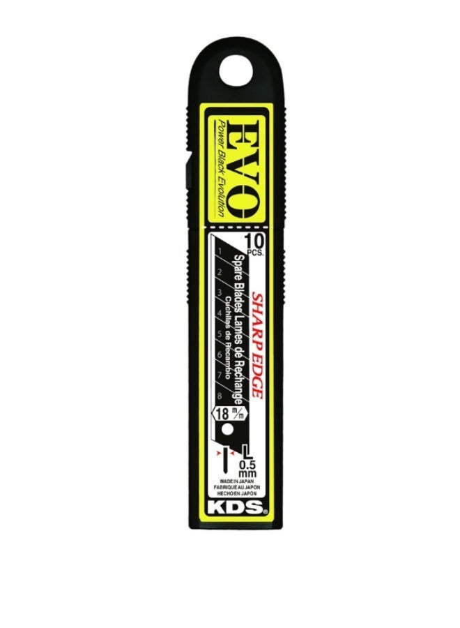 KDS Japan LB-10B EVO Power 18mm Black Snap-Off Blades – 1 Pack (10 Blades) for Utility Cutter Knife - Image 5