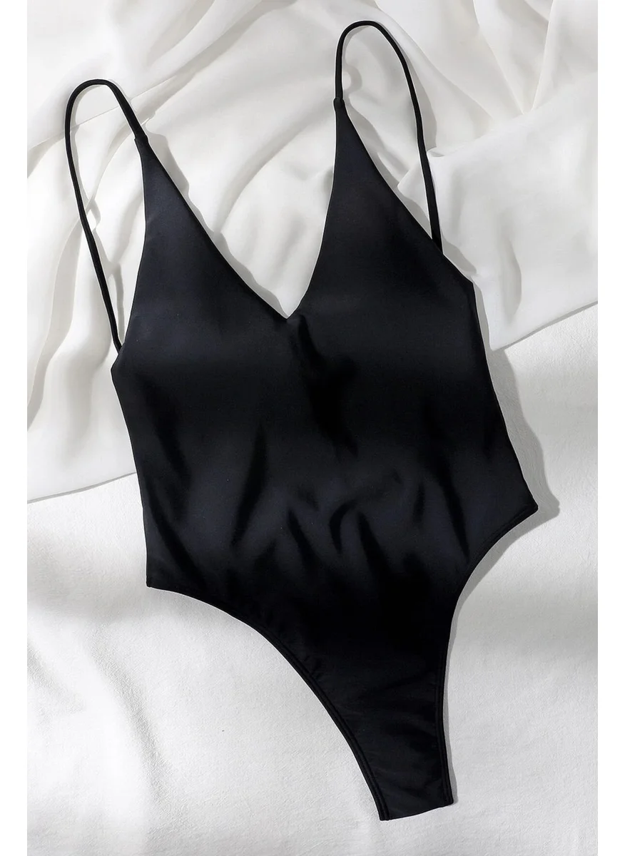 Angelsin V Neck Backless Brazilian Cut Swimsuit