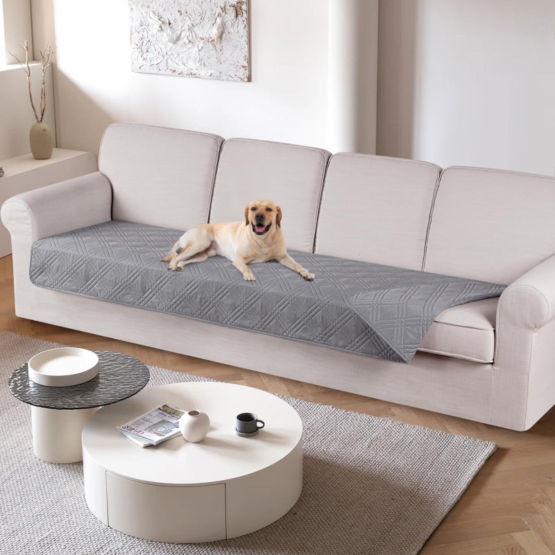 TAOCOCO 100 Waterproof Couch Cushion Cover Reversible Sofa Seat Cover for Dogs Pets Chaise Couch Cover for Sectional Sofa U Shape Couch Furniture Protector Sofa SlipcoverOversized Sofa Light Gray