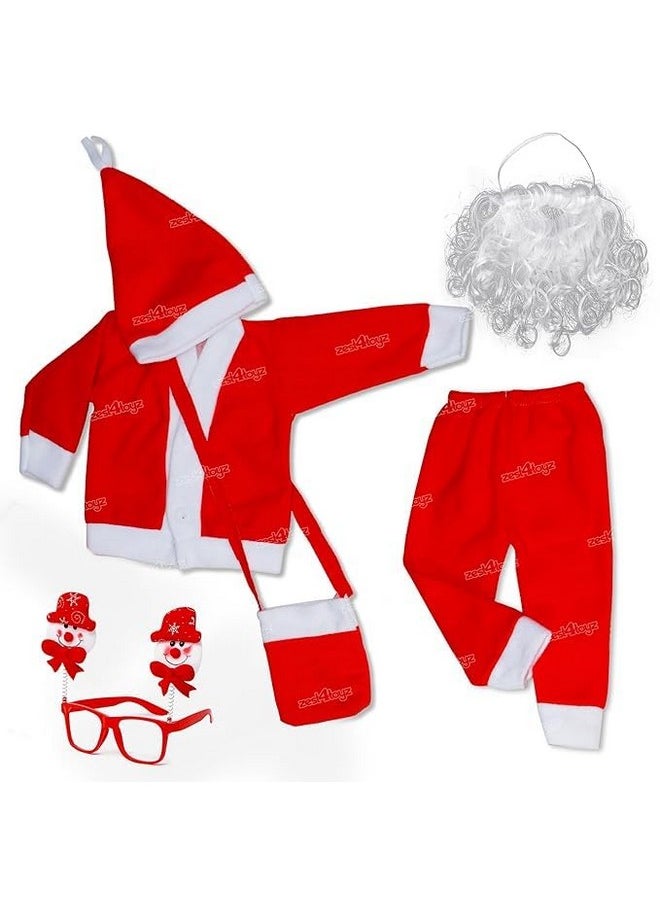 Zest 4 Toyz Synthetic Woven Santa Claus Dress For Kids Christmas Costume Dress With Jacket Pant Cap Goggles Beard And Pouch Santa Dress For Boys And Girls - Age 3 To 4 Years Old, Red - pzsku/ZD268A681E1B73BA9473AZ/45/_/1737806459/31ddd4c9-ec9b-4a8f-95a8-7a1181a56691