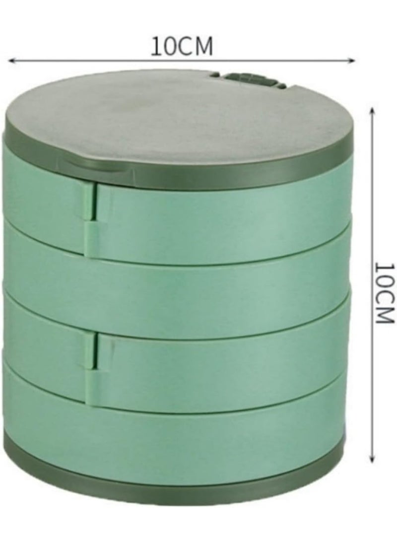 4-Layer Acrylic Jewelry Box, Multi-Compartment Hair Accessories Storage Box, 360° Rotating Bathroom Container for Hairbands, Earrings, Rings and Necklaces for Girls Women(Green) - Image 4